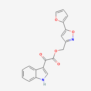 molecular formula C18H12N2O5 B2700154 (5-(呋喃-2-基)异噁唑-3-基)甲基-2-(1H-吲哚-3-基)-2-氧代乙酸酯 CAS No. 1105202-32-1