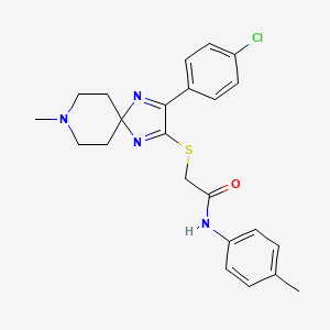 molecular formula C23H25ClN4OS B2700156 2-((3-(4-chlorophenyl)-8-methyl-1,4,8-triazaspiro[4.5]deca-1,3-dien-2-yl)thio)-N-(p-tolyl)acetamide CAS No. 1189660-62-5