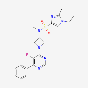 molecular formula C20H23FN6O2S B2700157 1-Ethyl-N-[1-(5-fluoro-6-phenylpyrimidin-4-yl)azetidin-3-yl]-N,2-dimethylimidazole-4-sulfonamide CAS No. 2380191-77-3