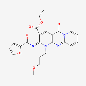 molecular formula C23H22N4O6 B2700169 (Z)-ethyl 2-((furan-2-carbonyl)imino)-1-(3-methoxypropyl)-5-oxo-2,5-dihydro-1H-dipyrido[1,2-a:2',3'-d]pyrimidine-3-carboxylate CAS No. 534578-89-7
