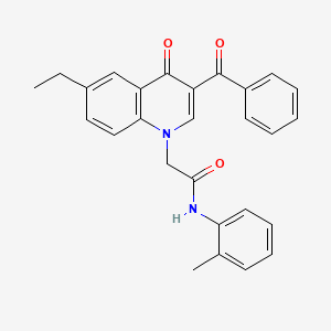 molecular formula C27H24N2O3 B2700174 2-(3-benzoyl-6-ethyl-4-oxoquinolin-1(4H)-yl)-N-(o-tolyl)acetamide CAS No. 897759-13-6