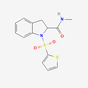 molecular formula C14H14N2O3S2 B2700189 N-methyl-1-(thiophen-2-ylsulfonyl)indoline-2-carboxamide CAS No. 1103515-86-1