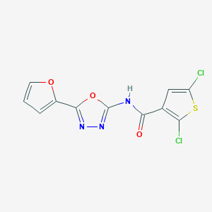 molecular formula C11H5Cl2N3O3S B2700208 2,5-dichloro-N-[5-(furan-2-yl)-1,3,4-oxadiazol-2-yl]thiophene-3-carboxamide CAS No. 851095-66-4