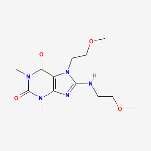 molecular formula C13H21N5O4 B2700220 7-(2-methoxyethyl)-8-((2-methoxyethyl)amino)-1,3-dimethyl-1H-purine-2,6(3H,7H)-dione CAS No. 838906-16-4