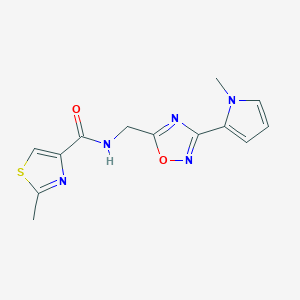 molecular formula C13H13N5O2S B2700225 2-methyl-N-((3-(1-methyl-1H-pyrrol-2-yl)-1,2,4-oxadiazol-5-yl)methyl)thiazole-4-carboxamide CAS No. 2034547-34-5