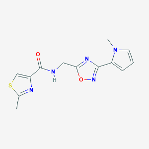 molecular formula C13H13N5O2S B2700225 2-甲基-N-((3-(1-甲基-1H-吡咯-2-基)-1,2,4-噁二唑-5-基)甲基)噻唑-4-羧酰胺 CAS No. 2034547-34-5