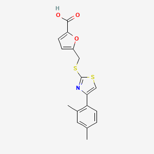 molecular formula C17H15NO3S2 B2700232 5-({[4-(2,4-Dimethylphenyl)-1,3-thiazol-2-yl]sulfanyl}methyl)furan-2-carboxylic acid CAS No. 1092328-45-4
