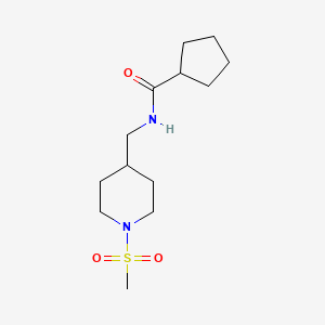 molecular formula C13H24N2O3S B2700233 N-((1-(甲磺酰基)哌啶-4-基)甲基)环戊烷羧酰胺 CAS No. 1235077-47-0