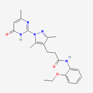 molecular formula C21H25N5O3 B2700239 3-(3,5-二甲基-1-(4-甲基-6-氧代-1,6-二氢嘧啶-2-基)-1H-吡唑-4-基)-N-(2-乙氧基苯基)丙酰胺 CAS No. 1170874-05-1