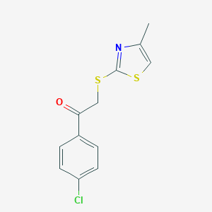 molecular formula C12H10ClNOS2 B270024 1-(4-Chlorophenyl)-2-[(4-methyl-1,3-thiazol-2-yl)sulfanyl]ethanone 