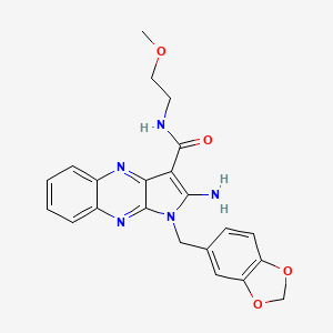2-amino-1-(1,3-benzodioxol-5-ylmethyl)-N-(2-methoxyethyl)pyrrolo[3,2-b]quinoxaline-3-carboxamide