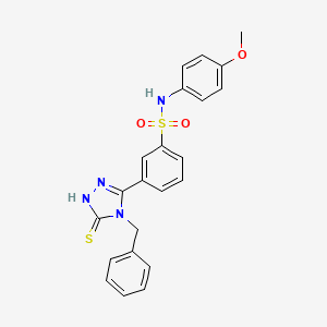molecular formula C22H20N4O3S2 B2700243 3-(4-benzyl-5-sulfanyl-4H-1,2,4-triazol-3-yl)-N-(4-methoxyphenyl)benzene-1-sulfonamide CAS No. 568551-27-9
