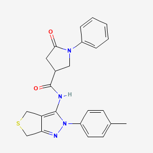 5-oxo-1-phenyl-N-(2-(p-tolyl)-4,6-dihydro-2H-thieno[3,4-c]pyrazol-3-yl)pyrrolidine-3-carboxamide