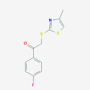 molecular formula C12H10FNOS2 B270025 1-(4-Fluorophenyl)-2-[(4-methyl-1,3-thiazol-2-yl)sulfanyl]ethanone 