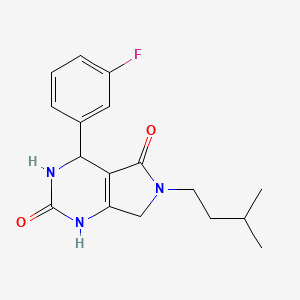 molecular formula C17H20FN3O2 B2700252 4-(3-fluorophenyl)-6-isopentyl-3,4,6,7-tetrahydro-1H-pyrrolo[3,4-d]pyrimidine-2,5-dione CAS No. 930084-83-6