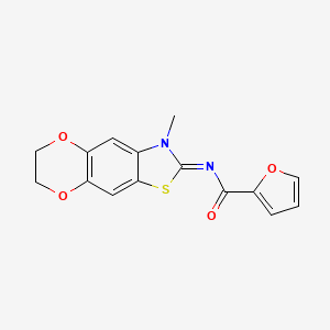 N-(3-methyl-6,7-dihydro-[1,4]dioxino[2,3-f][1,3]benzothiazol-2-ylidene)furan-2-carboxamide