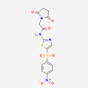 2-(2,5-dioxopyrrolidin-1-yl)-N-(5-((4-nitrophenyl)sulfonyl)thiazol-2-yl)acetamide