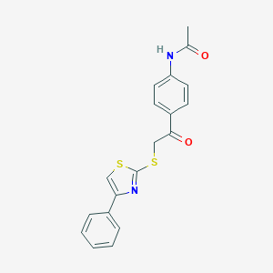 molecular formula C19H16N2O2S2 B270028 N-(4-{[(4-phenyl-1,3-thiazol-2-yl)sulfanyl]acetyl}phenyl)acetamide 