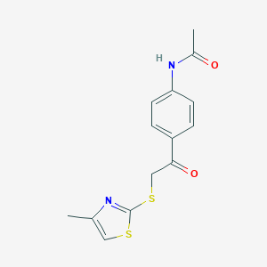 molecular formula C14H14N2O2S2 B270029 N-(4-{[(4-methyl-1,3-thiazol-2-yl)sulfanyl]acetyl}phenyl)acetamide 