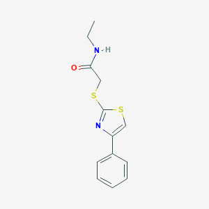 molecular formula C13H14N2OS2 B270031 N-ethyl-2-[(4-phenyl-1,3-thiazol-2-yl)sulfanyl]acetamide 