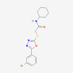 molecular formula C16H18BrN3O2S B270032 2-{[5-(3-bromophenyl)-1,3,4-oxadiazol-2-yl]sulfanyl}-N-cyclohexylacetamide 