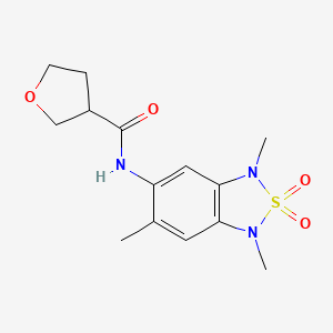 molecular formula C14H19N3O4S B2700321 N-(1,3,6-trimethyl-2,2-dioxido-1,3-dihydrobenzo[c][1,2,5]thiadiazol-5-yl)tetrahydrofuran-3-carboxamide CAS No. 2034485-97-5