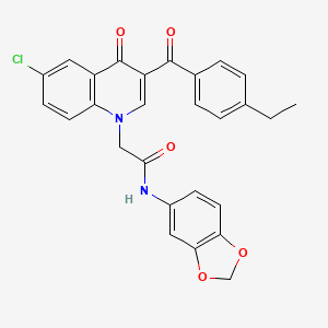 molecular formula C27H21ClN2O5 B2700334 N-1,3-benzodioxol-5-yl-2-[6-chloro-3-(4-ethylbenzoyl)-4-oxoquinolin-1(4H)-yl]acetamide CAS No. 895645-54-2