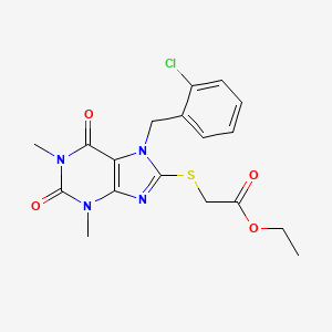 molecular formula C18H19ClN4O4S B2700335 乙酸乙酯{[7-(2-氯苄基)-1,3-二甲基-2,6-二氧代-2,3,6,7-四氢-1H-嘌呤-8-基]硫醚}酯 CAS No. 372503-02-1