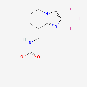 molecular formula C14H20F3N3O2 B2700336 叔丁基-N-[[2-(三氟甲基)-5,6,7,8-四氢咪唑[1,2-a]吡啶-8-基]甲基]氨基甲酸酯 CAS No. 2490418-61-4