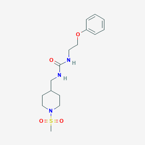 molecular formula C16H25N3O4S B2700337 1-((1-(甲磺酰基)哌啶-4-基)甲基)-3-(2-苯氧基乙基)脲 CAS No. 1396811-50-9