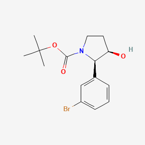 molecular formula C15H20BrNO3 B2700343 叔丁基(2R,3R)-2-(3-溴苯基)-3-羟基吡咯啉-1-甲酸酯 CAS No. 2445750-65-0