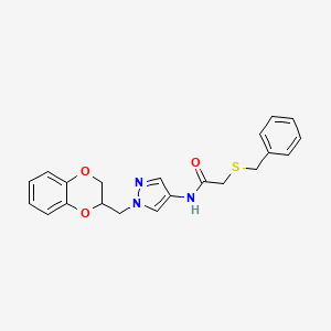 2-(benzylthio)-N-(1-((2,3-dihydrobenzo[b][1,4]dioxin-2-yl)methyl)-1H-pyrazol-4-yl)acetamide