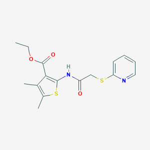 molecular formula C16H18N2O3S2 B270035 Ethyl 4,5-dimethyl-2-{[(2-pyridinylsulfanyl)acetyl]amino}-3-thiophenecarboxylate 