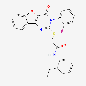 molecular formula C26H20FN3O3S B2700351 N-(2-ethylphenyl)-2-((3-(2-fluorophenyl)-4-oxo-3,4-dihydrobenzofuro[3,2-d]pyrimidin-2-yl)thio)acetamide CAS No. 872205-78-2