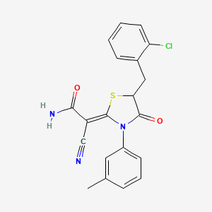 molecular formula C20H16ClN3O2S B2700354 (Z)-2-(5-(2-chlorobenzyl)-4-oxo-3-(m-tolyl)thiazolidin-2-ylidene)-2-cyanoacetamide CAS No. 850228-67-0