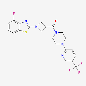 molecular formula C21H19F4N5OS B2700356 (1-(4-Fluorobenzo[d]thiazol-2-yl)azetidin-3-yl)(4-(5-(trifluoromethyl)pyridin-2-yl)piperazin-1-yl)methanone CAS No. 1286698-85-8