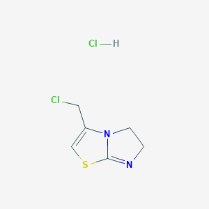 molecular formula C6H8Cl2N2S B2700359 3-(chloromethyl)-5H,6H-imidazo[2,1-b][1,3]thiazole hydrochloride CAS No. 72224-61-4