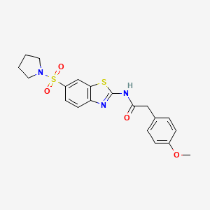 molecular formula C20H21N3O4S2 B2700371 2-(4-methoxyphenyl)-N-(6-(pyrrolidin-1-ylsulfonyl)benzo[d]thiazol-2-yl)acetamide CAS No. 692762-13-3