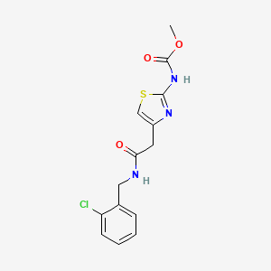 molecular formula C14H14ClN3O3S B2700375 Methyl (4-(2-((2-chlorobenzyl)amino)-2-oxoethyl)thiazol-2-yl)carbamate CAS No. 946235-73-0