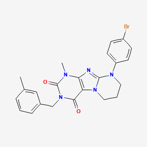 molecular formula C23H22BrN5O2 B2700378 9-(4-bromophenyl)-1-methyl-3-(3-methylbenzyl)-6,7,8,9-tetrahydropyrimido[2,1-f]purine-2,4(1H,3H)-dione CAS No. 873076-54-1