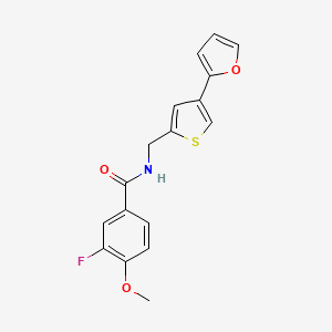molecular formula C17H14FNO3S B2700387 3-fluoro-N-{[4-(furan-2-yl)thiophen-2-yl]methyl}-4-methoxybenzamide CAS No. 2380041-20-1