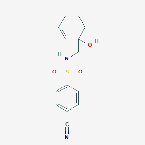molecular formula C14H16N2O3S B2700413 4-cyano-N-[(1-hydroxycyclohex-2-en-1-yl)methyl]benzene-1-sulfonamide CAS No. 2097868-52-3