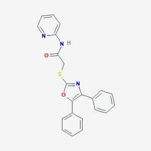 molecular formula C22H17N3O2S B270042 2-[(4,5-diphenyl-1,3-oxazol-2-yl)sulfanyl]-N-(2-pyridinyl)acetamide 