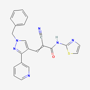 3-[1-benzyl-3-(pyridin-3-yl)-1H-pyrazol-4-yl]-2-cyano-N-(1,3-thiazol-2-yl)prop-2-enamide