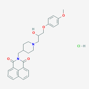 molecular formula C28H31ClN2O5 B2700423 2-((1-(2-hydroxy-3-(4-methoxyphenoxy)propyl)piperidin-4-yl)methyl)-1H-benzo[de]isoquinoline-1,3(2H)-dione hydrochloride CAS No. 473567-13-4