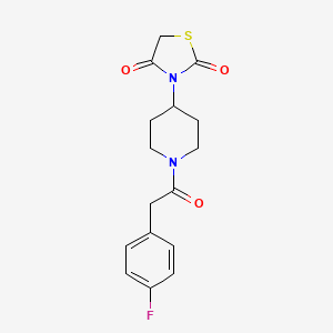 molecular formula C16H17FN2O3S B2700424 3-(1-(2-(4-Fluorophenyl)acetyl)piperidin-4-yl)thiazolidine-2,4-dione CAS No. 1798680-39-3
