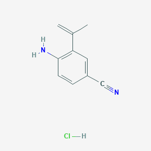 molecular formula C10H11ClN2 B2700440 4-Amino-3-prop-1-en-2-ylbenzonitrile;hydrochloride CAS No. 2413882-91-2