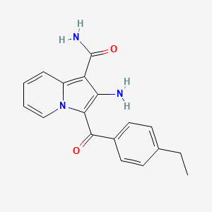 molecular formula C18H17N3O2 B2700443 2-Amino-3-(4-ethylbenzoyl)indolizine-1-carboxamide CAS No. 898416-86-9