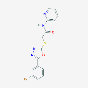 molecular formula C15H11BrN4O2S B270047 2-{[5-(3-bromophenyl)-1,3,4-oxadiazol-2-yl]sulfanyl}-N-(2-pyridinyl)acetamide 