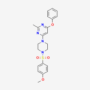 molecular formula C22H24N4O4S B2700473 4-(4-((4-Methoxyphenyl)sulfonyl)piperazin-1-yl)-2-methyl-6-phenoxypyrimidine CAS No. 946272-23-7
